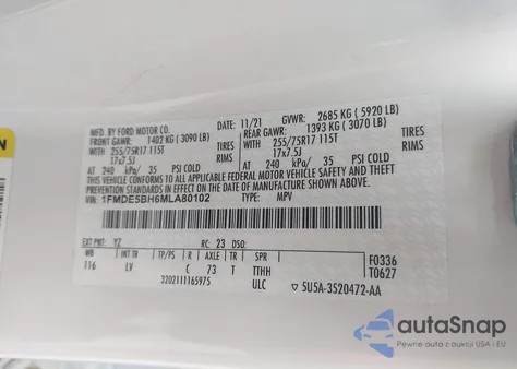 2021 Ford Bronco Big Bend из США, поврежденный, VIN 1FMDE5BH6MLA80102